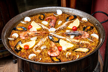 Authentic Seafood Paella with Aromatic Rice and Fresh Ingredients