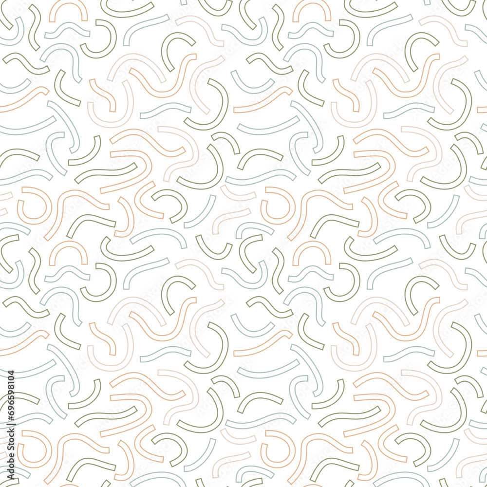 Poster colored geometric seamless pattern. outline curved lines