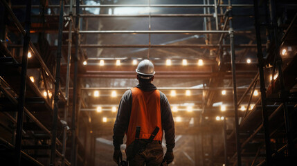Fototapeta premium engineer in the back with construction site in the background