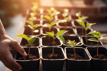 seedlings in fresh soil