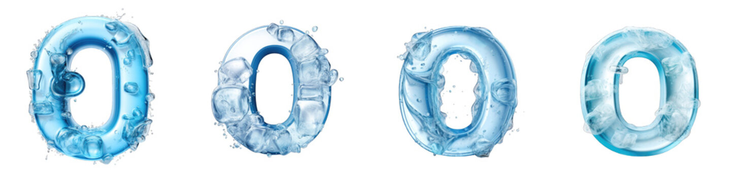 Ice style frozen lettering, alphabet, logotype, letter O isolated on a transparent background