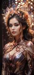 Fototapeta premium portrait of a woman in bright lights