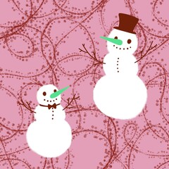 Christmas cartoon snowman seamless winter ice and gloves pattern for wrapping paper and fabrics and kids