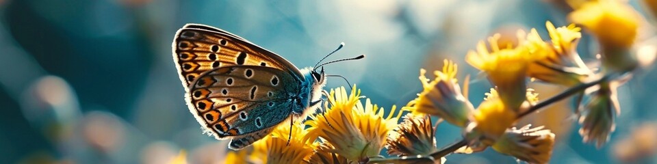 A close-up of a delicate butterfly resting on a blooming wildflower, showcasing the importance of...