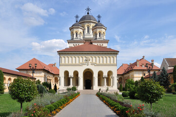 Fototapeta na wymiar The Coronation Orthodox Cathedral n Fortress Of Alba Iulia, Transylvania, Romania.