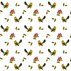 exquisite pattern for children's textiles made of cute birds and leaves