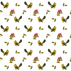 exquisite pattern for children's textiles made of cute birds and leaves