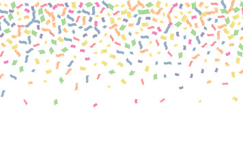 Colorful confetti on transparent background. Festive vector illustration.