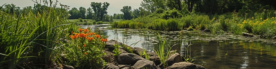 A riverbank restoration project in progress, highlighting the efforts to preserve and revitalize crucial aquatic ecosystems.