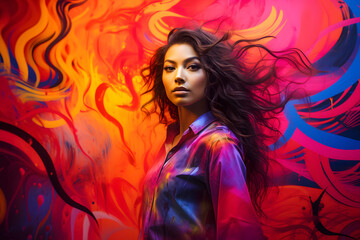 Obraz premium Fantasievolles Portrait: Schöne Frau mit kreativem Bodypainting