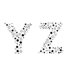 YZ letters design from the alphabet made of geometric shapes namely circle, square, polygon, triangle, line, typographic concept