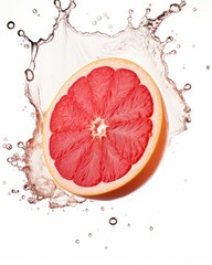 Generative AI image of splash falling grapefruit light background