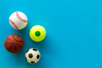 Many different sport games - soccer basketball baseball balls
