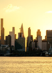 skyline of Midtown, New York City, during sunsise