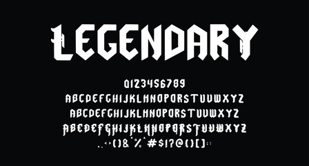 Legendary blackletter display font Best Alphabet Alphabet Brush Script Logotype Font lettering handwritten
