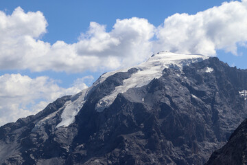 Fototapeta na wymiar A glacier on top of the Stelvio mountains in Italy