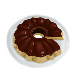 Illustration of chocolate pudding with mocha