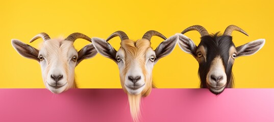 Cheerful Styled Goats Pastel Color