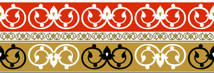Oriental border ornaments, vector seamless