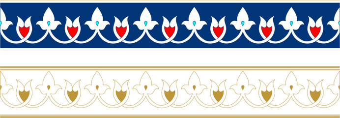Oriental border ornaments, vector seamless