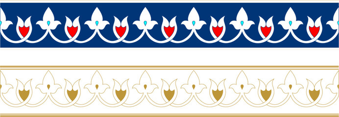 Oriental border ornaments, vector seamless