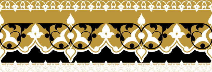 Oriental border ornaments, vector seamless