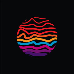 Vintage striped sunset. Vector background. A design element.