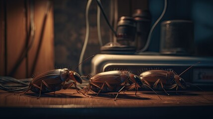 Illustration of cockroaches at close range - obrazy, fototapety, plakaty