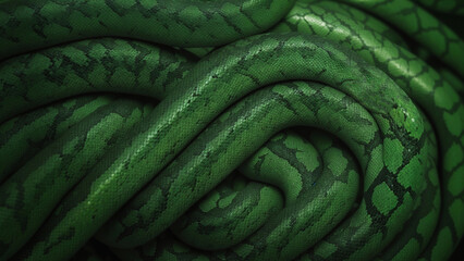 Skin texture of green snakes. Top view, background surface