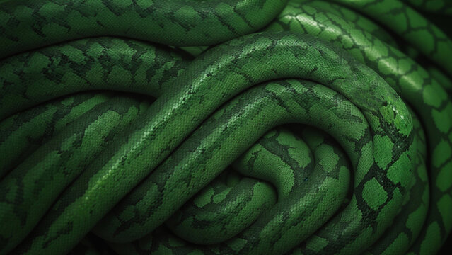 Skin texture of green snakes. Top view, background surface © Black Morion