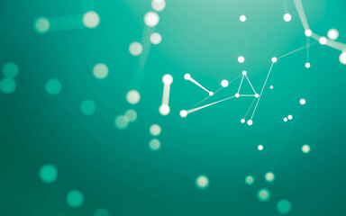 Abstract background. Molecules technology with polygonal shapes, connecting dots and lines. Connection structure. Big data visualization.