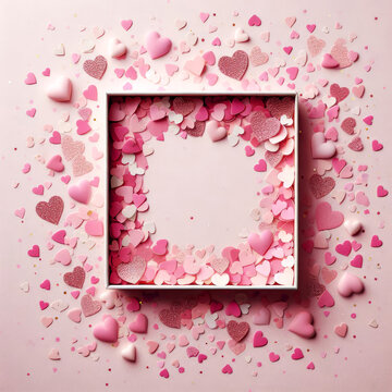 pink paper confetti love hearts for valentines day design