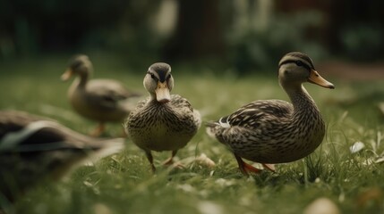 a pair of ducks playing together