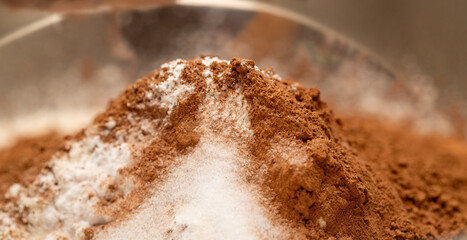 close up of sugar and cocoa