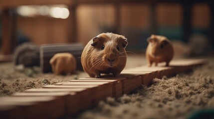 a pair of guinea pigs playing together