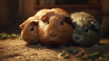 a pair of guinea pigs playing together