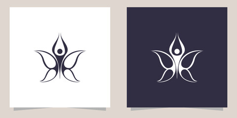 butterfly with health yoga logo design