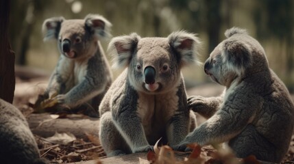 Wild koalas in tropical forests - obrazy, fototapety, plakaty