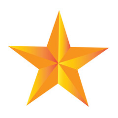 3d golden star on a white background - Golden emblem of victory - Symbol of best and winner