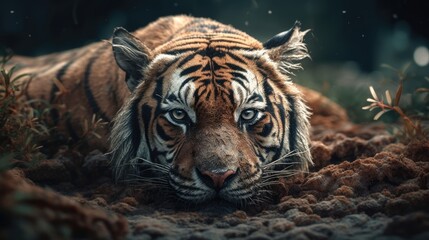 Fototapeta na wymiar Bengal tigers in Asian forests