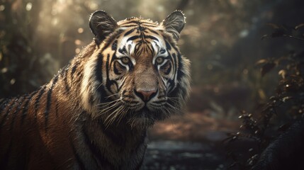 Bengal tigers in Asian forests - obrazy, fototapety, plakaty