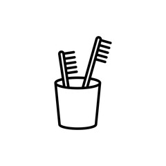 Toothbrush outline icons, minimalist vector illustration ,simple transparent graphic element .Isolated on white background