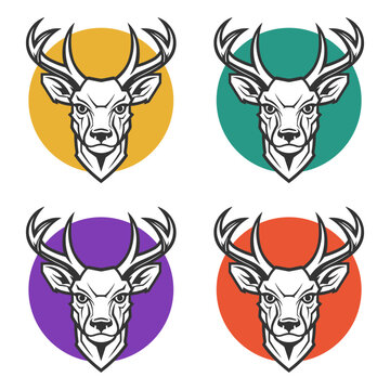 Deer Illustration Clip Art Design Shape. Buck Silhouette Icon Vector.
