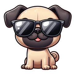Naklejka premium Cartoon dog wearing sunglasses cutout on transparent background