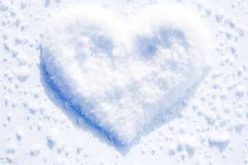 Heart symbol made from snow isolated on a white background