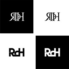 rdh lettering initial monogram logo design set