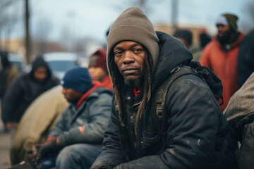 A snapshot of a community-led initiative addressing homelessness, showcasing grassroots efforts to tackle housing inequality and promote social justice. Generative Ai. - obrazy, fototapety, plakaty