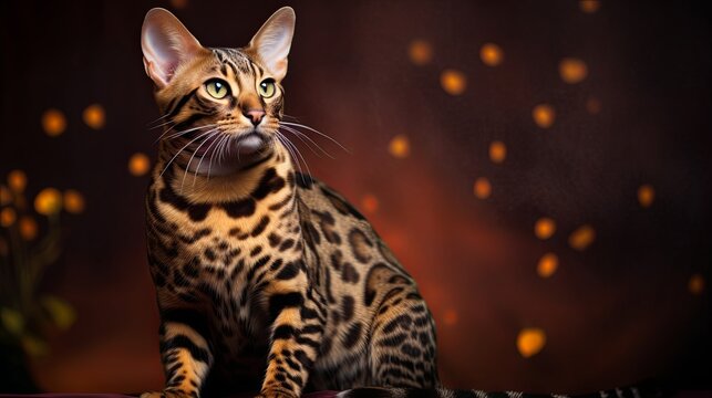 Dynamic Ocicat in Exotic Studio Pose