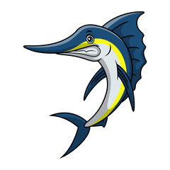 Cute marlin fish cartoon on a white background