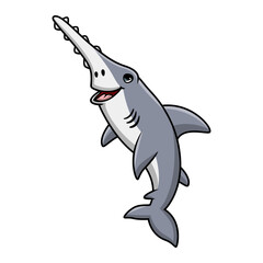Cute saw shark cartoon on a white background